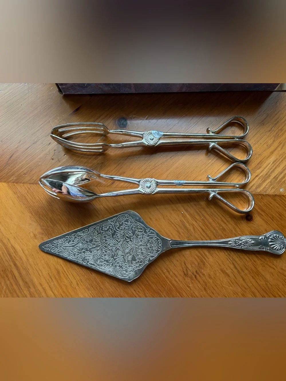 Elder-Bernan SILVERPLATED 3 PCS. SERVING SET SANDWITCH/SALAD SERVER 10-1/2 INCHE